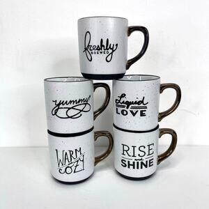 THRESHOLD Target Retro Stoneware Coffee Mugs Set of 5 Farmhouse Fresh Brew 12oz